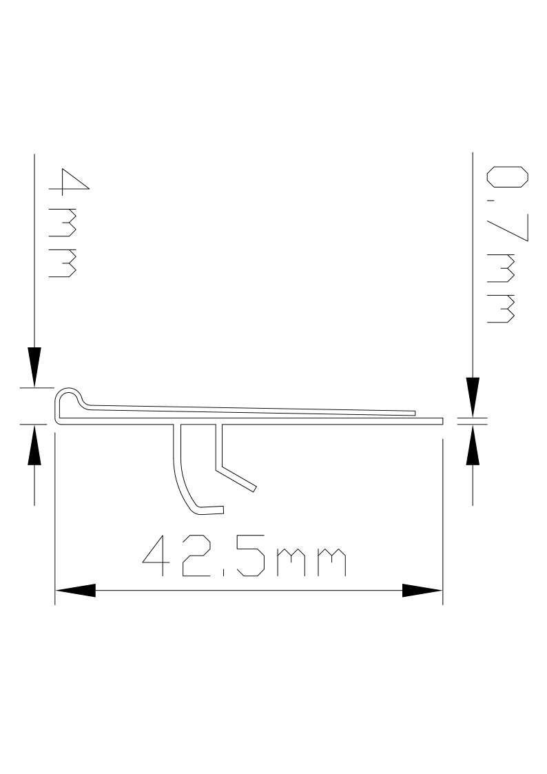 Plastic Sign Holder LA21022 43.2mm PVC size drawing