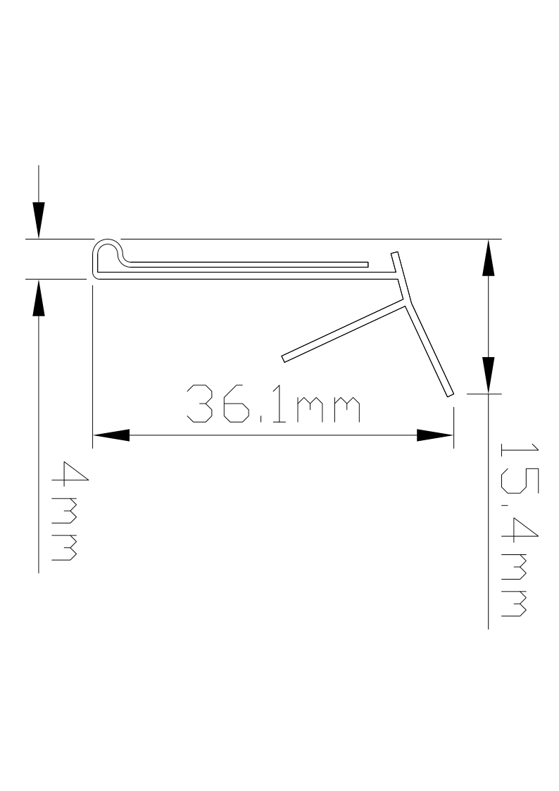 Plastic Sign Holder LA21023 36mm PVC size drawing