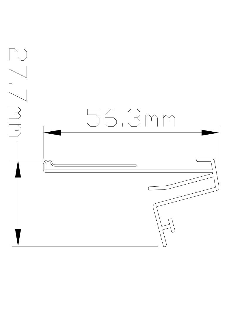 Plastic Sign Holder LA21024 56mm PVC size drawing
