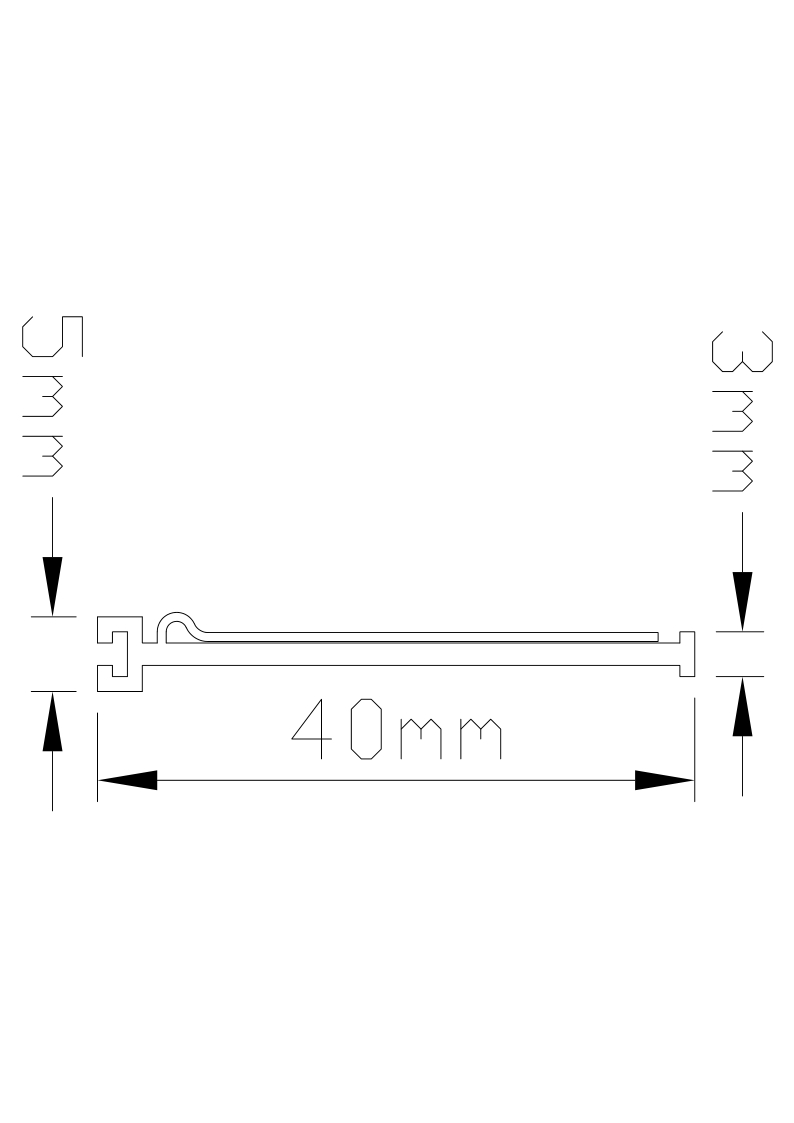 Plastic Sign Holder LA21025 40mm PVC size drawing