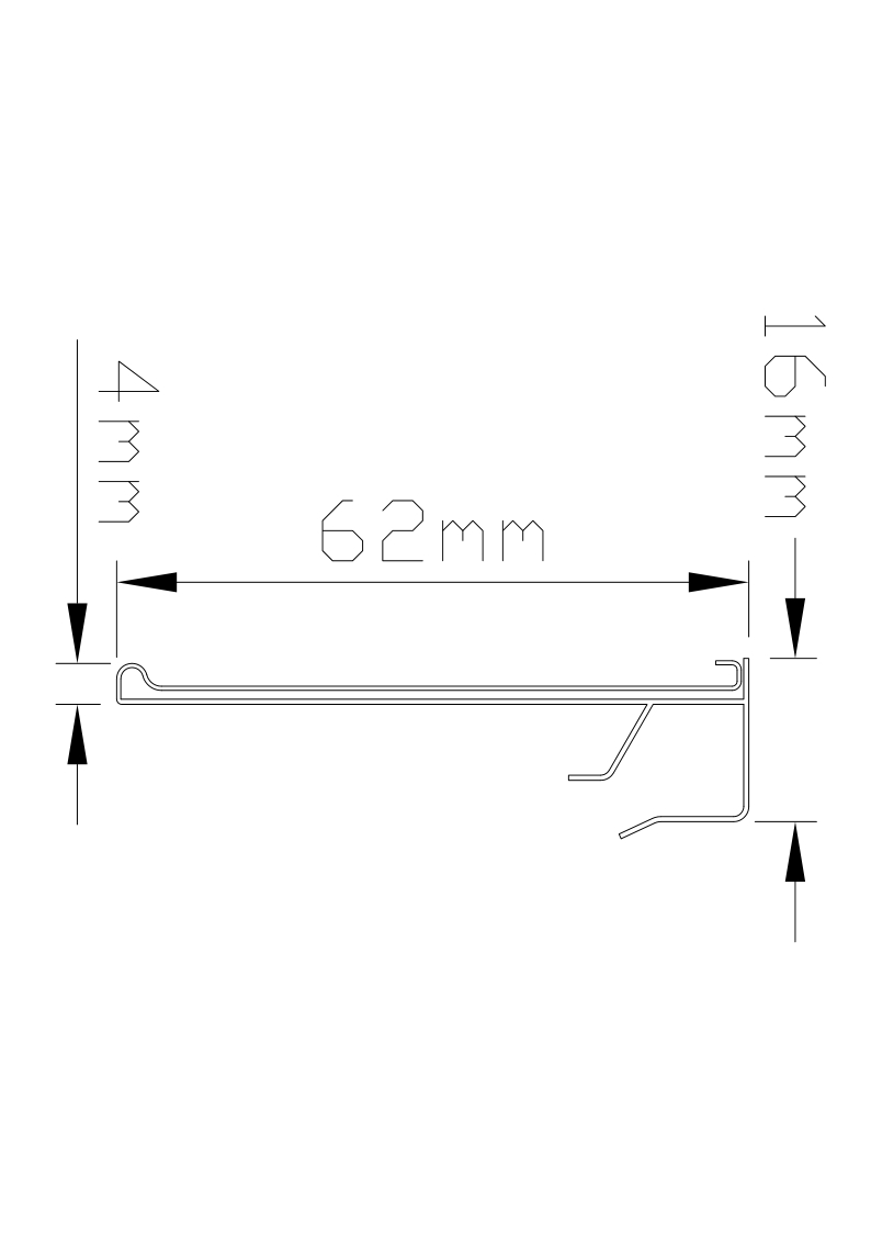 Plastic Sign Holder LA21026 62mm PVC size drawing
