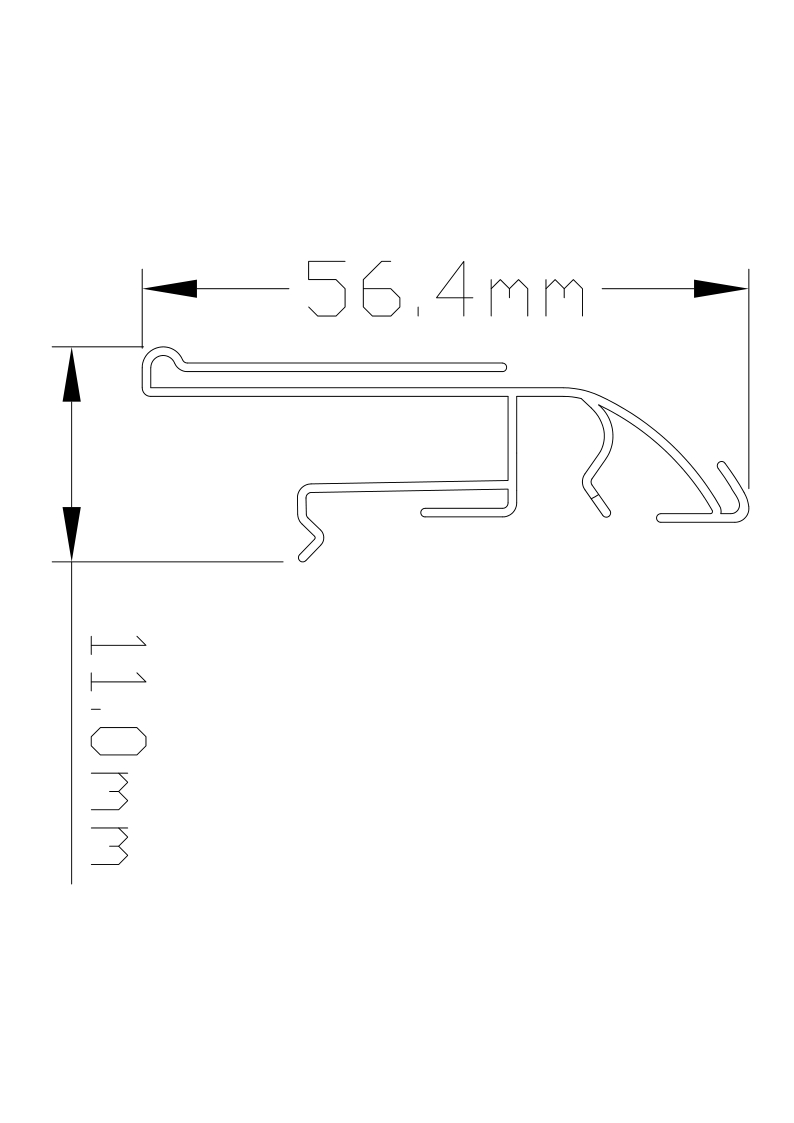 Plastic Sign Holder LA21027 30mm PVC size drawing