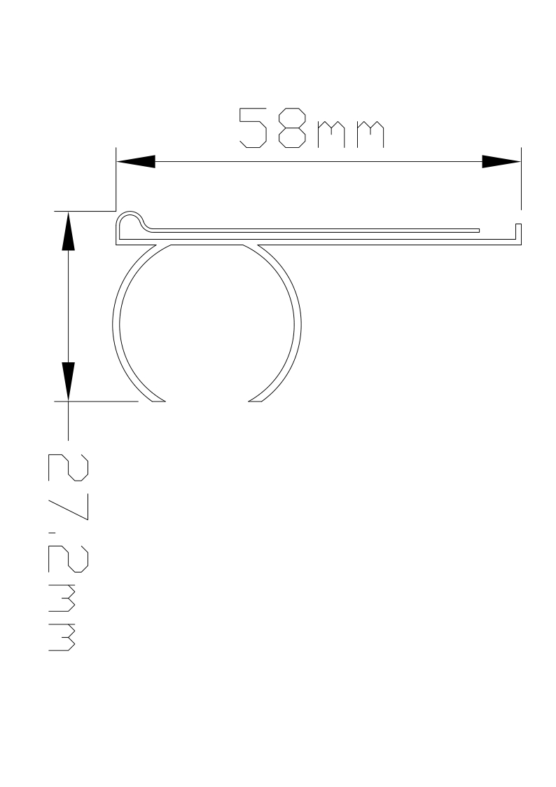 Plastic Sign Holder LA21028 58mm PVC size drawing