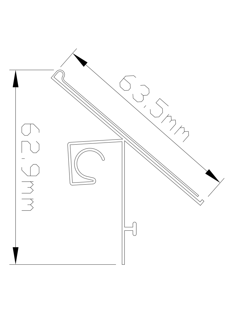 Plastic Sign Holder LA21029 63.5mm PVC size drawing