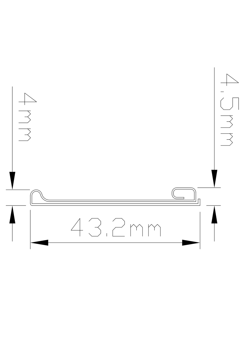 Plastic Sign Holder LA21021 43.2mm PVC size drawing